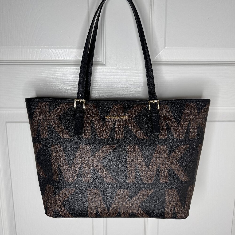 Black & Brown Michael Kors MK Logo Tote